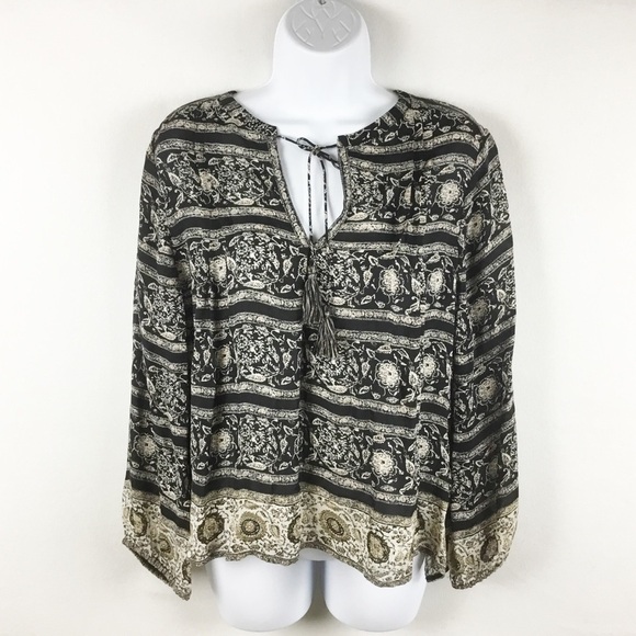 Joie Auberon C Silk Blouse with Tassels in Caviar. - Picture 2 of 12